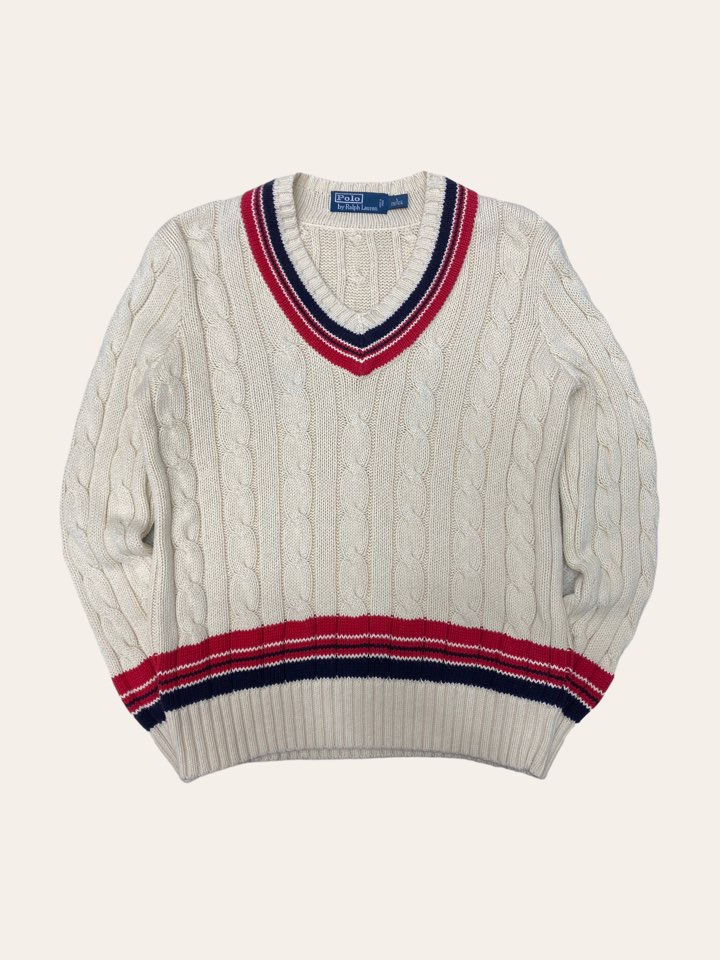 Polo ralph lauren ivory cricket cable cotton sweater S