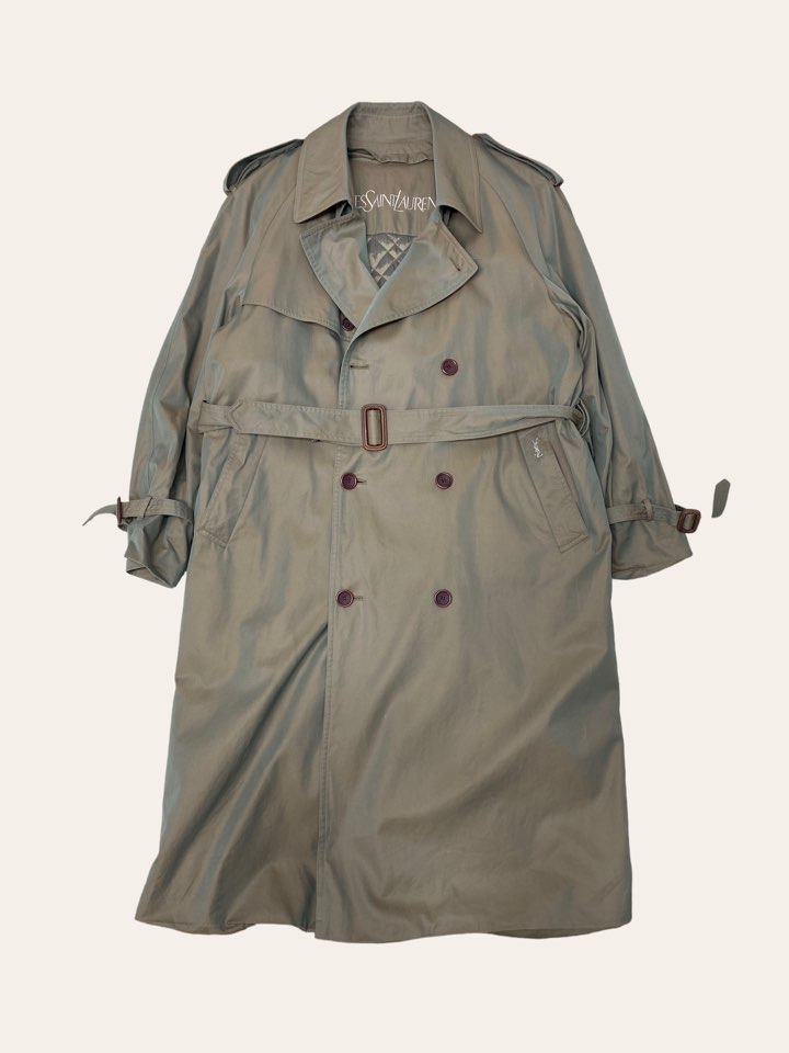 YSL khaki double trench coat 100