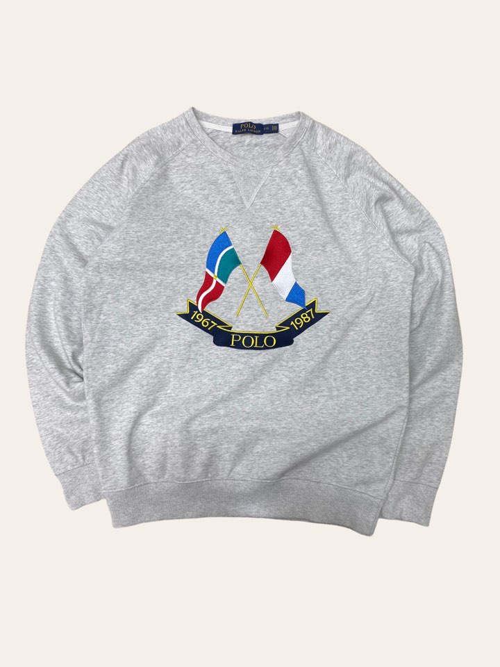 Polo ralph lauren gray embroidered sweatshirt L