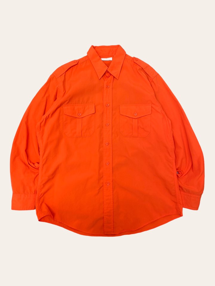 L.L Bean orange military work shirt L Made in USA