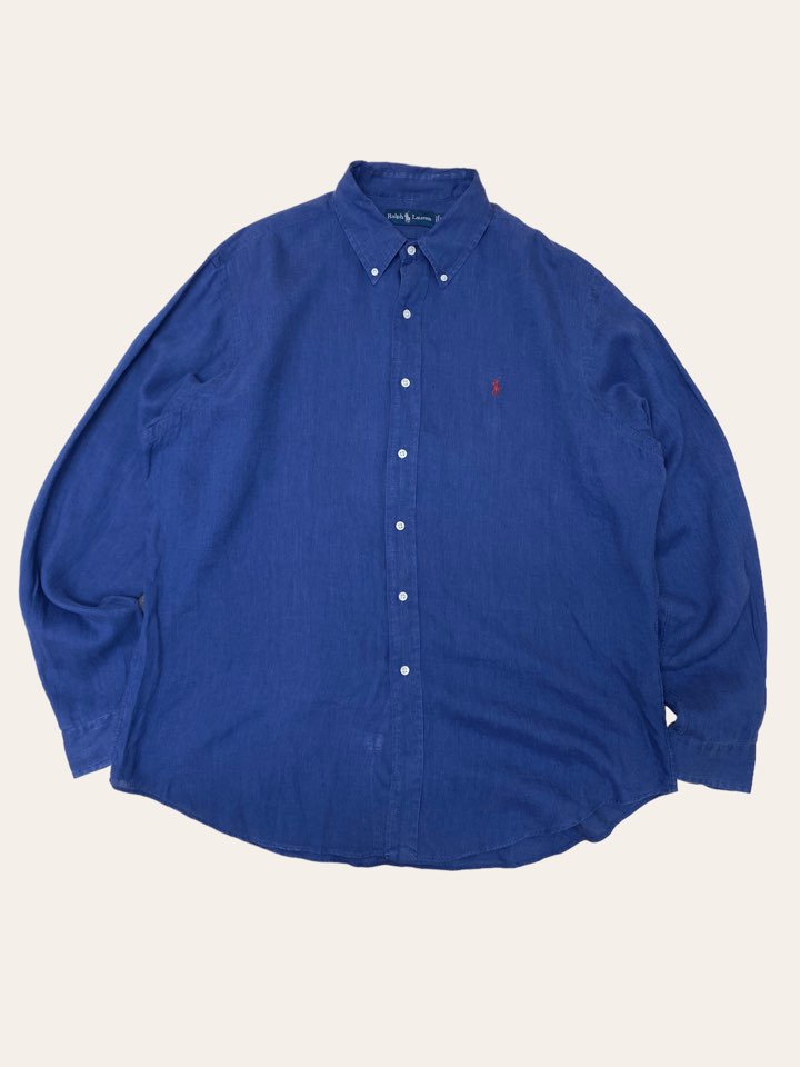 (From USA)Polo ralph lauren faded navy linen shirt XL