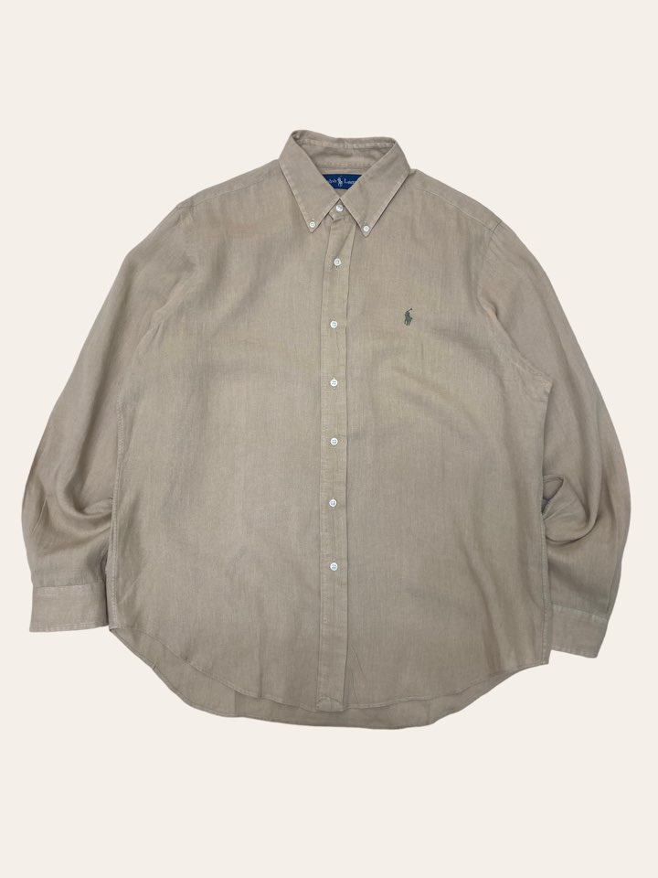 (From USA)Polo ralph lauren begie linen shirt L