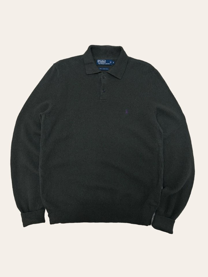 (From USA)Polo ralph lauren khaki lambswool collar sweater M
