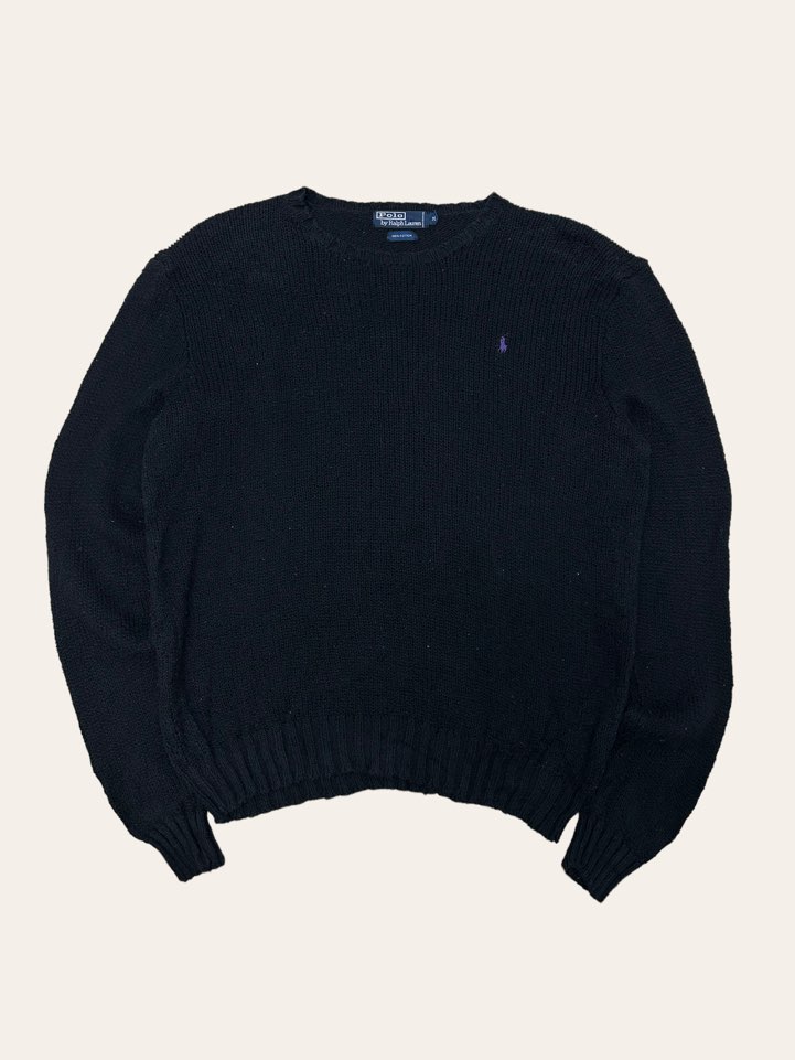 (From USA)Polo ralph lauren black cotton crewneck sweater M