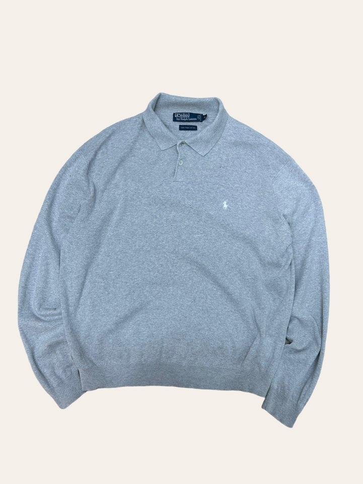 (From USA)Polo ralph lauren gray pima cotton collar sweater M