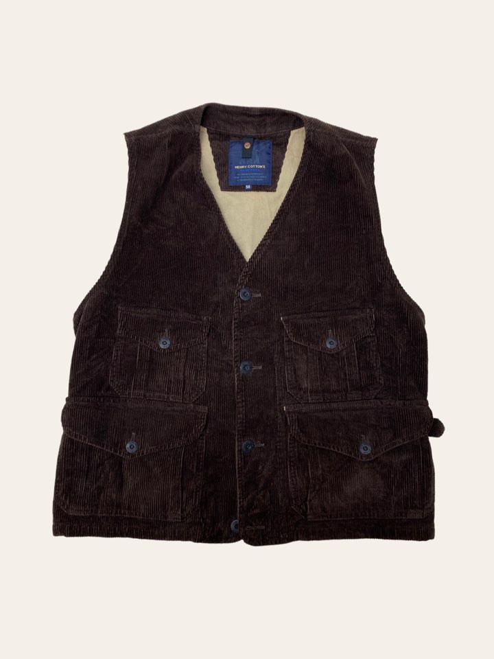 Henry cotton&#039;s dark brown corduroy 4 pocket vest 50