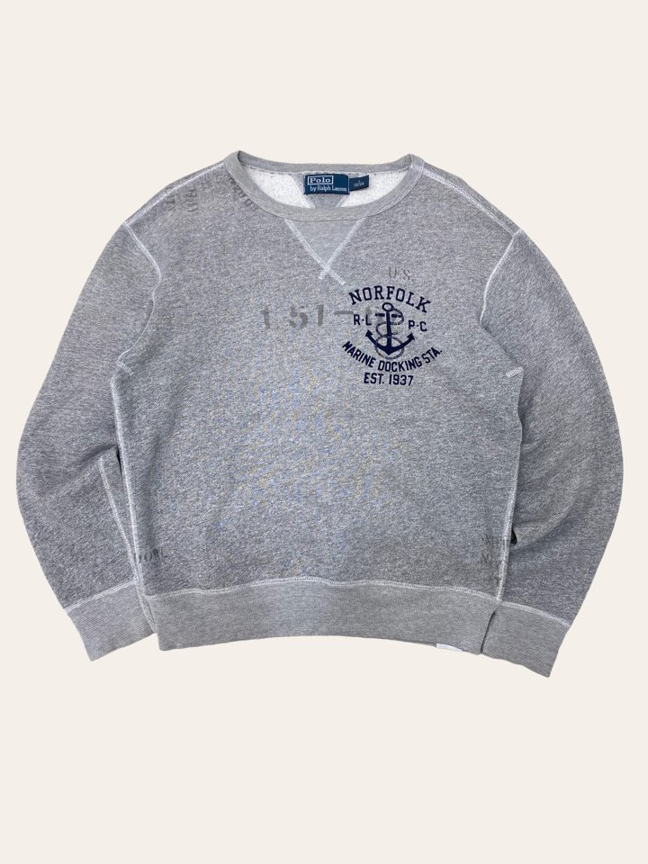 Polo ralph lauren gray marine printing sweatshirt S
