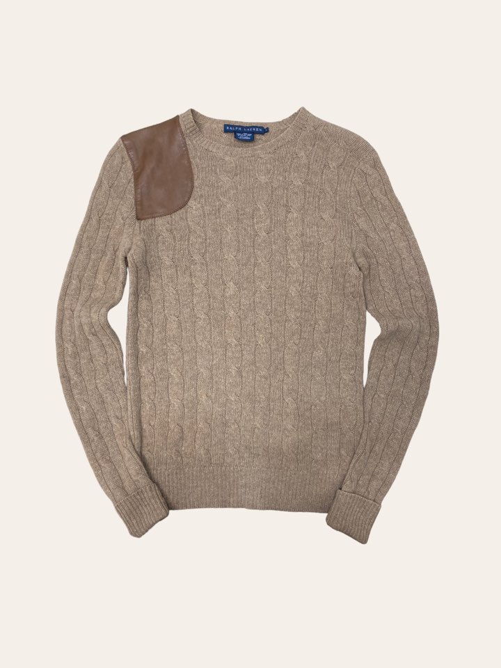 (여성용)Ralph lauren camel color cashmere blend cable hunting sweater S
