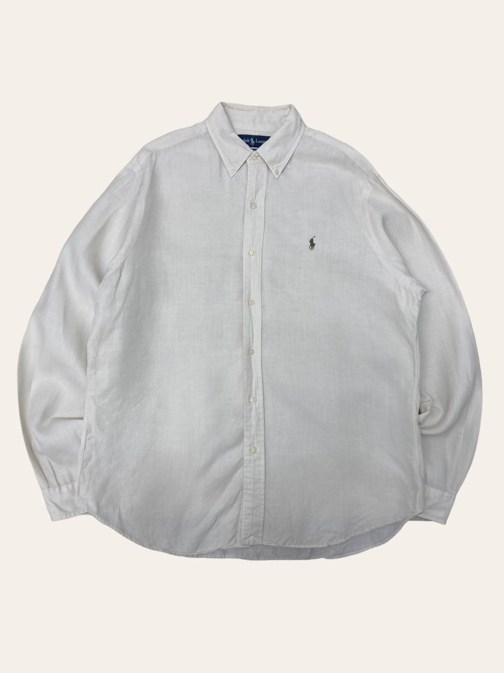 Polo ralph lauren light beige linen/silk shirt L
