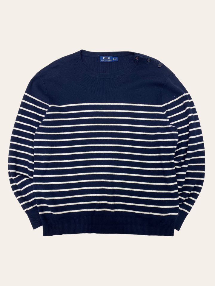 Polo ralph lauren navy stripe cashmere blend sweater XL