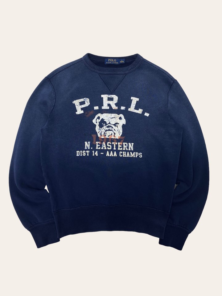 (남여공용)Polo ralph lauren navy washed bull dog printing sweatshirt S
