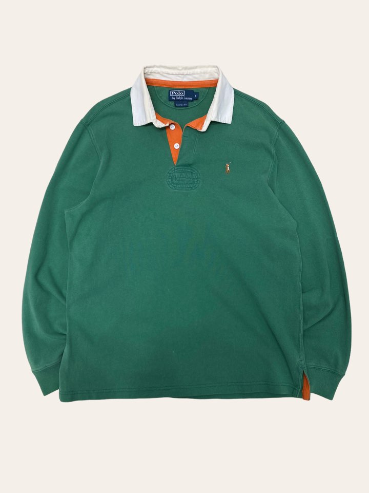 Polo ralph lauren green cotton rugby shirt L