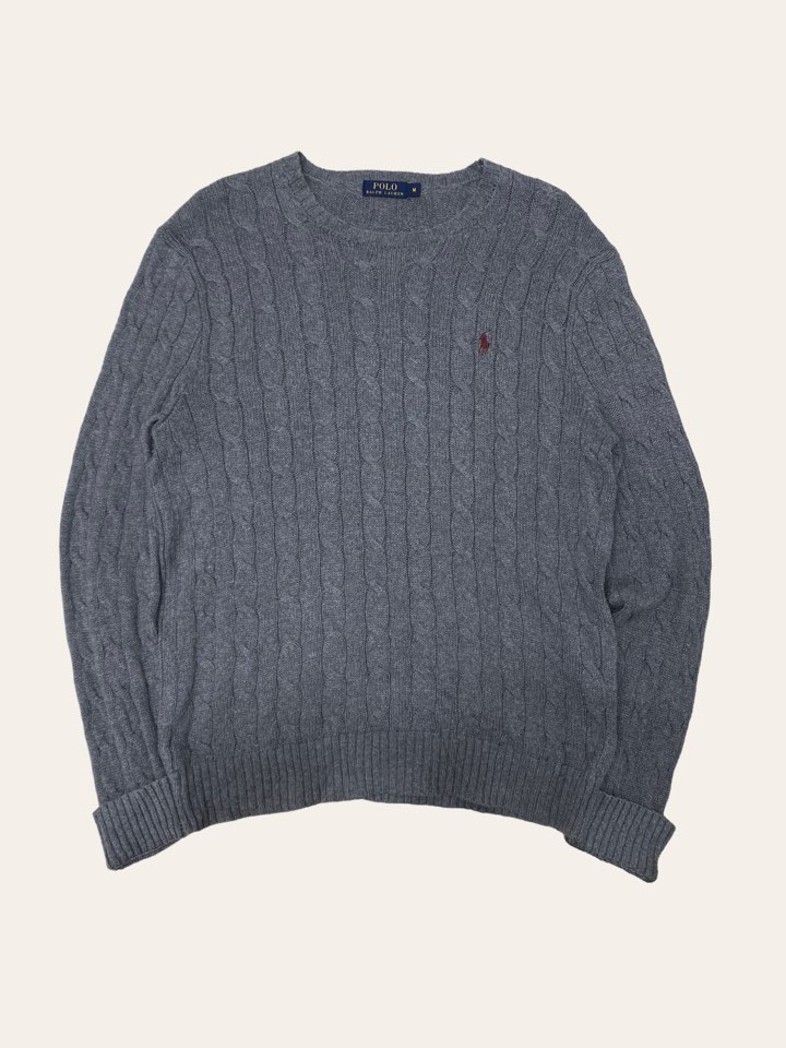 Polo ralph lauren gray cotton cable sweater M