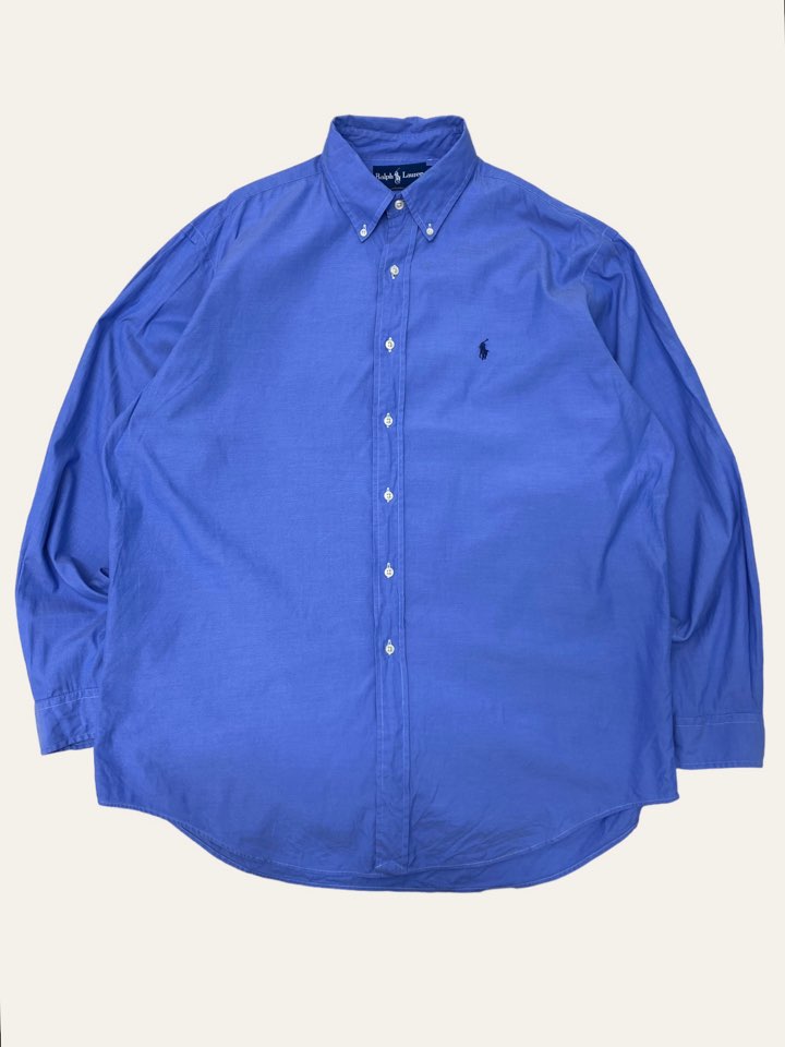 (From USA)Polo ralph lauren deep blue solid shirt 16.5