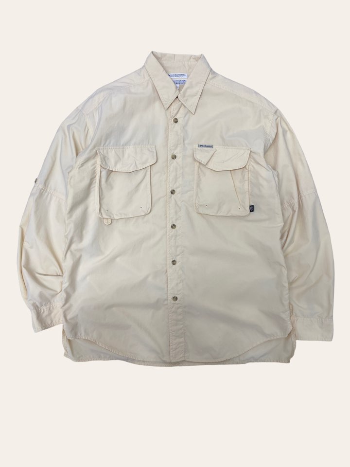 Columbia beige color polyester work shirt L