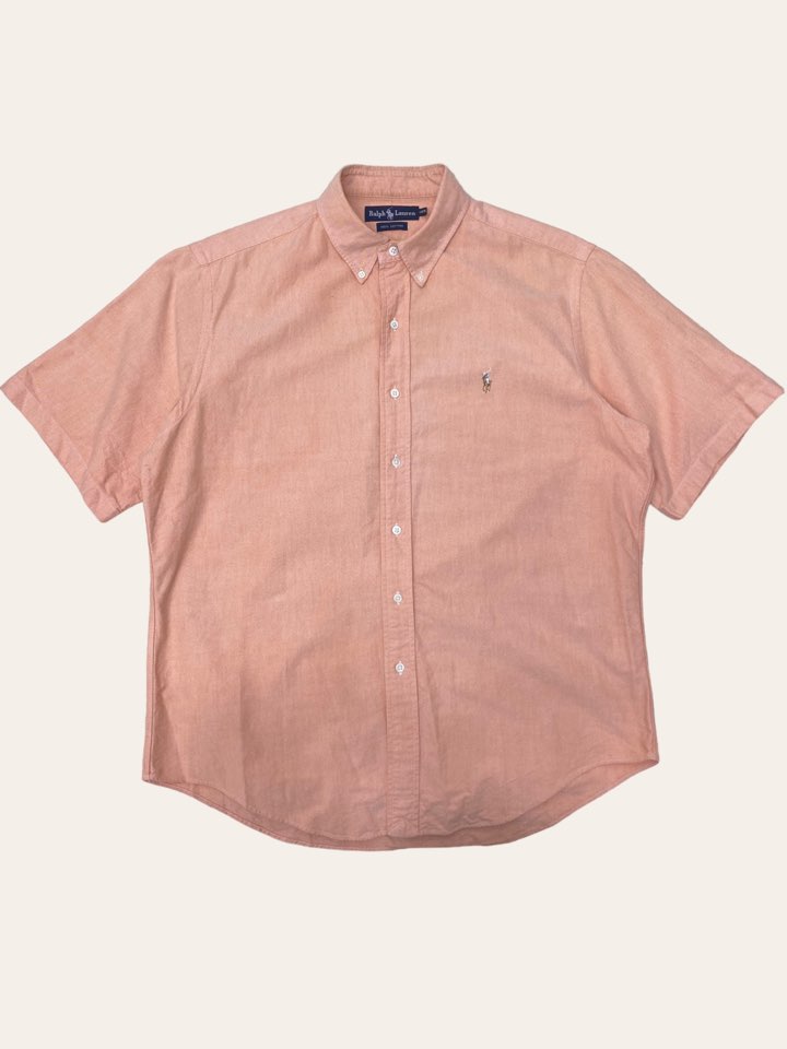 Polo ralph lauren peach color oxford short sleeve shirt 105
