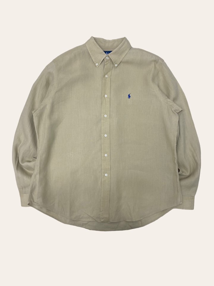 Polo ralph lauren beige linen solid shirt XL