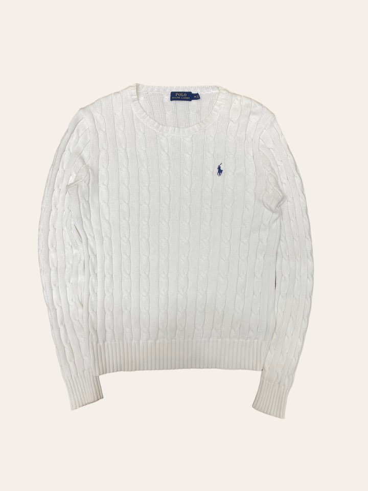 (여성용)Polo ralph lauren white cotton cable sweater M