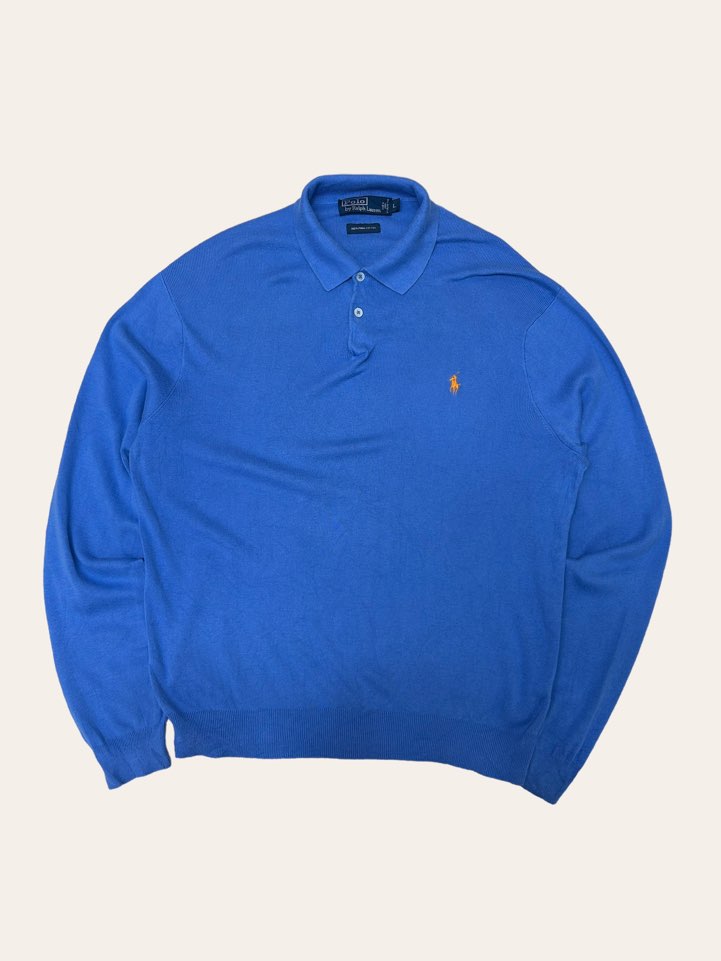 (From USA)Polo ralph lauren sky blue pima cotton collar sweater L