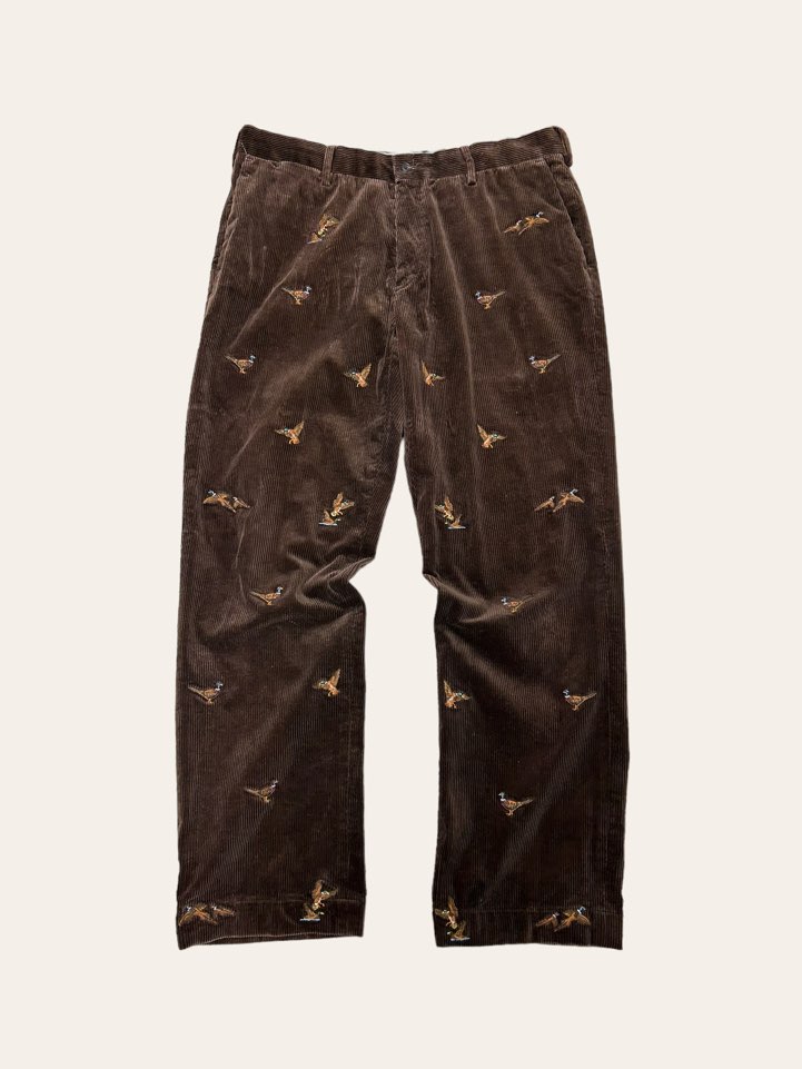 Polo ralph lauren brown pheasant embroidered corduroy pants 34x34