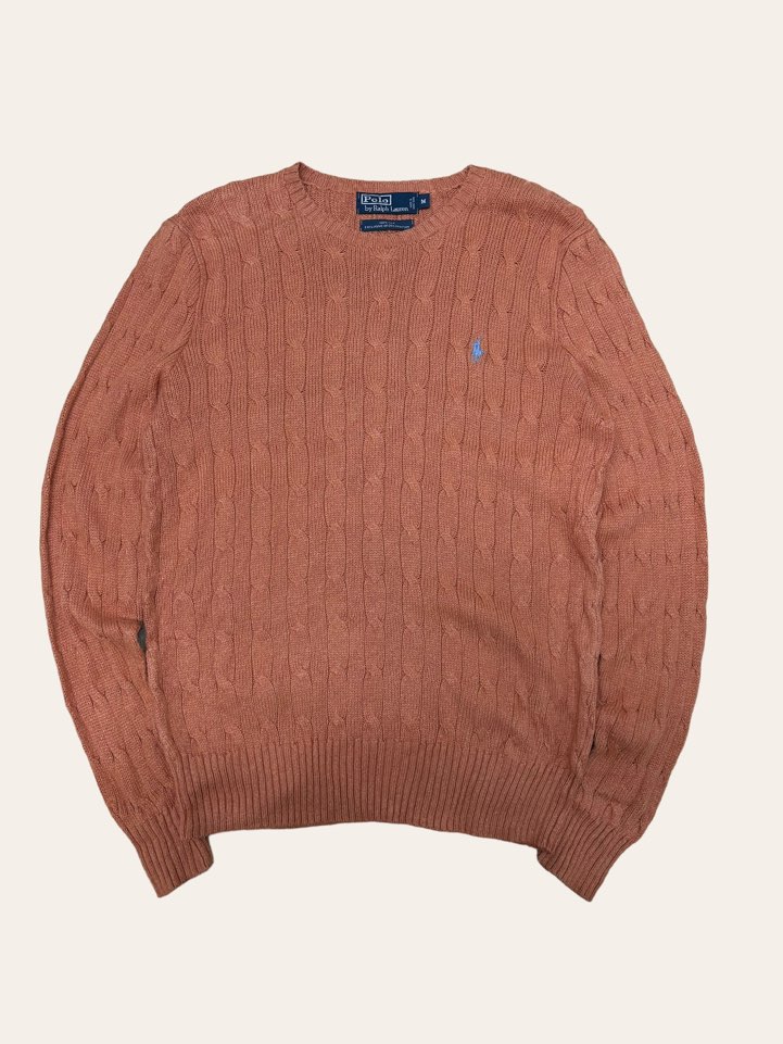 (From USA)Polo ralph lauren salmon color silk cable sweater M
