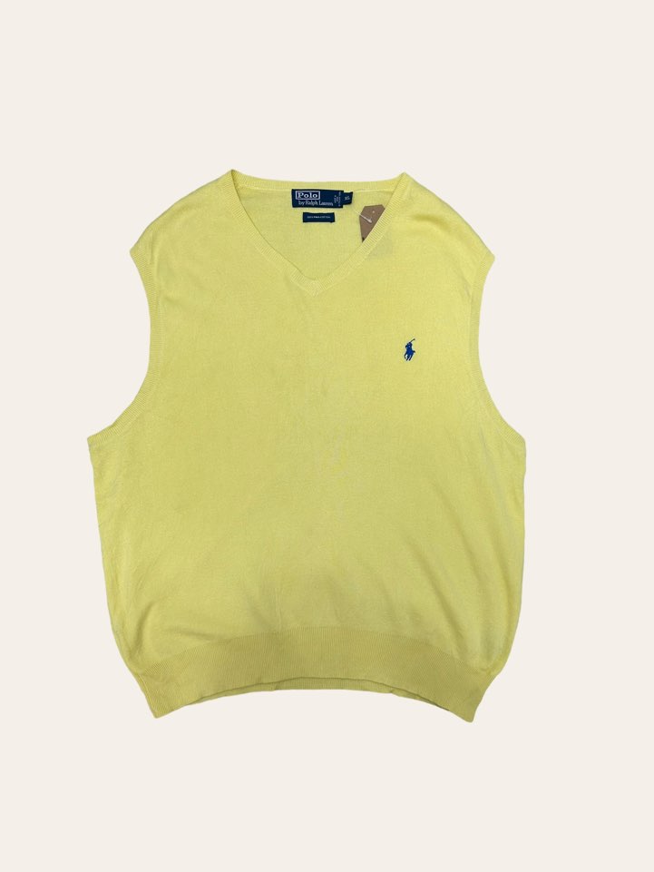 Polo ralph lauren yellow pima cotton v-neck vest XL