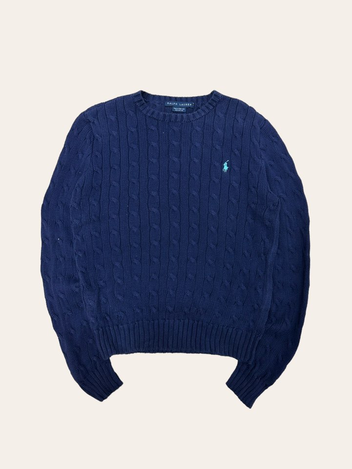 (여성용)Ralph lauren navy cotton crewneck cable sweater S