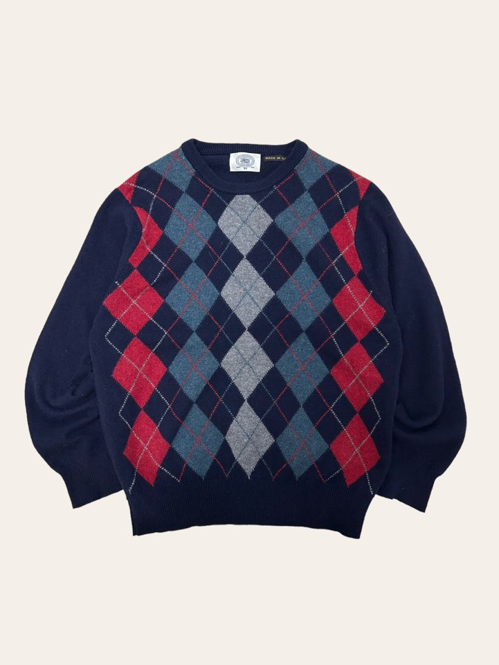 Jpress navy agyle pattern wool sweater 95