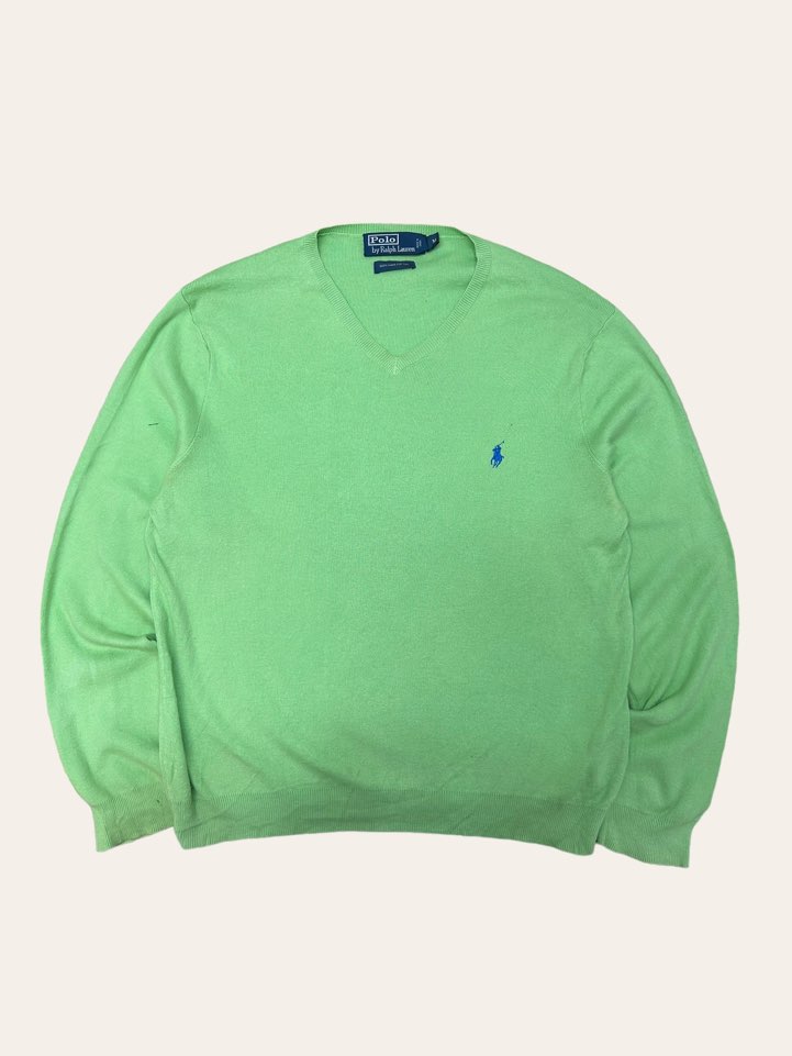 (From USA)Polo ralph lauren light green pima cotton v-neck sweater M