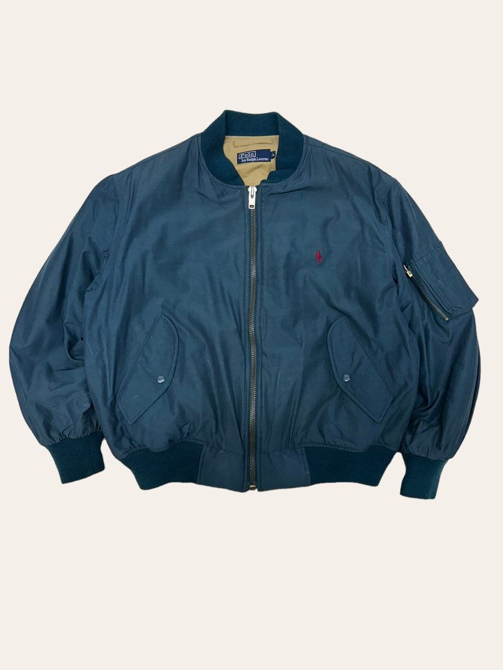Polo ralph lauren 90&#039;s turquoise MA-1 bomber jacket L