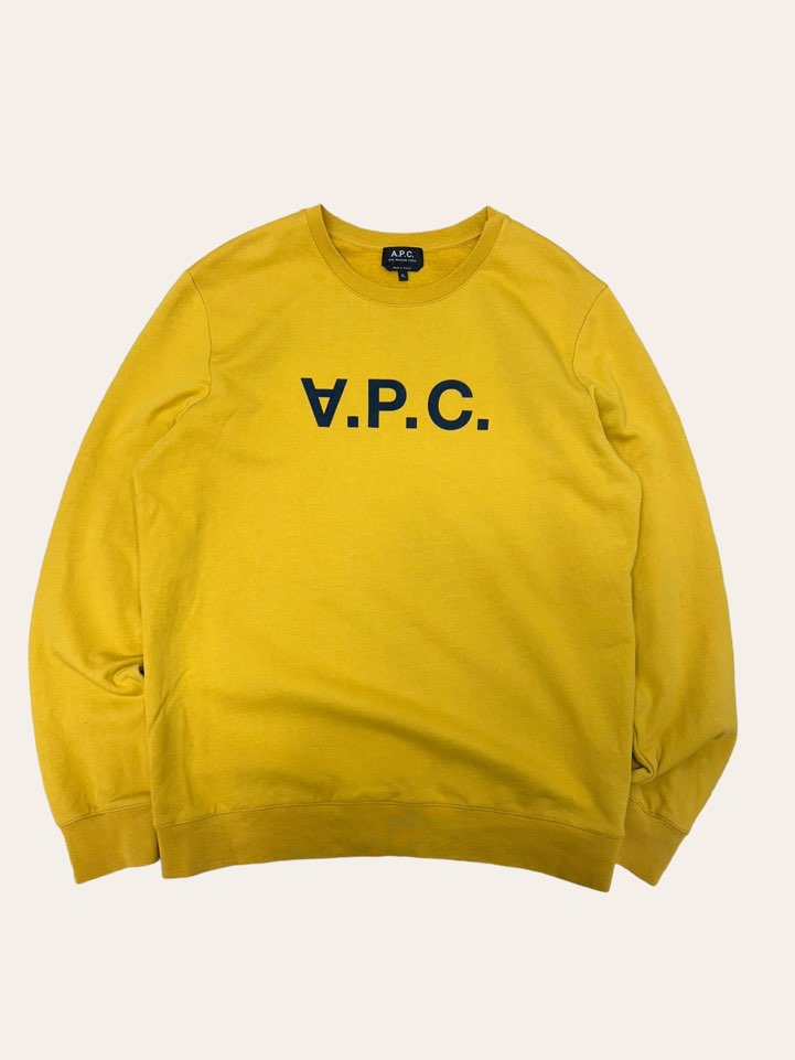 A.P.C mustard color velvet logo sweatshirt XL