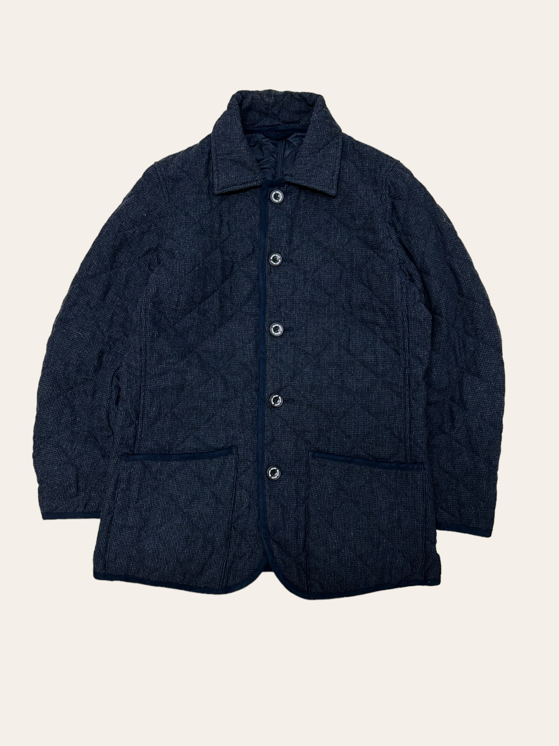 (여성용)BEAMS navy tweed wool quilted jacket L