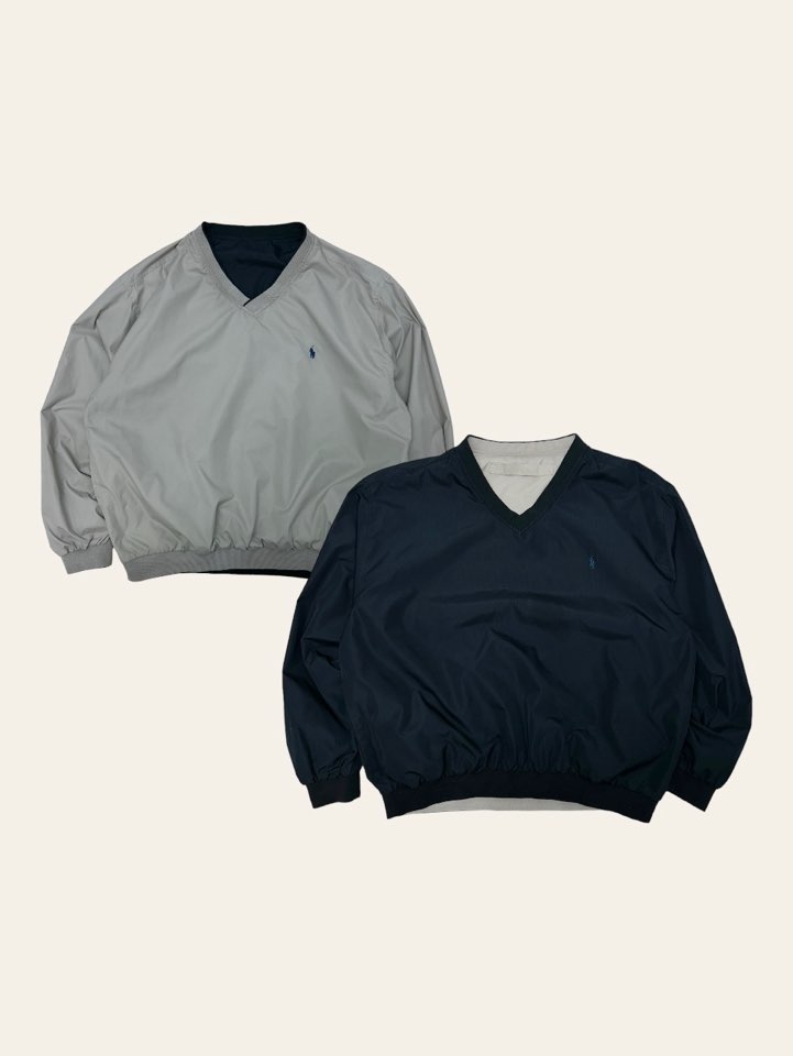 Polo ralph lauren black/beige reversible polyester warm up XL