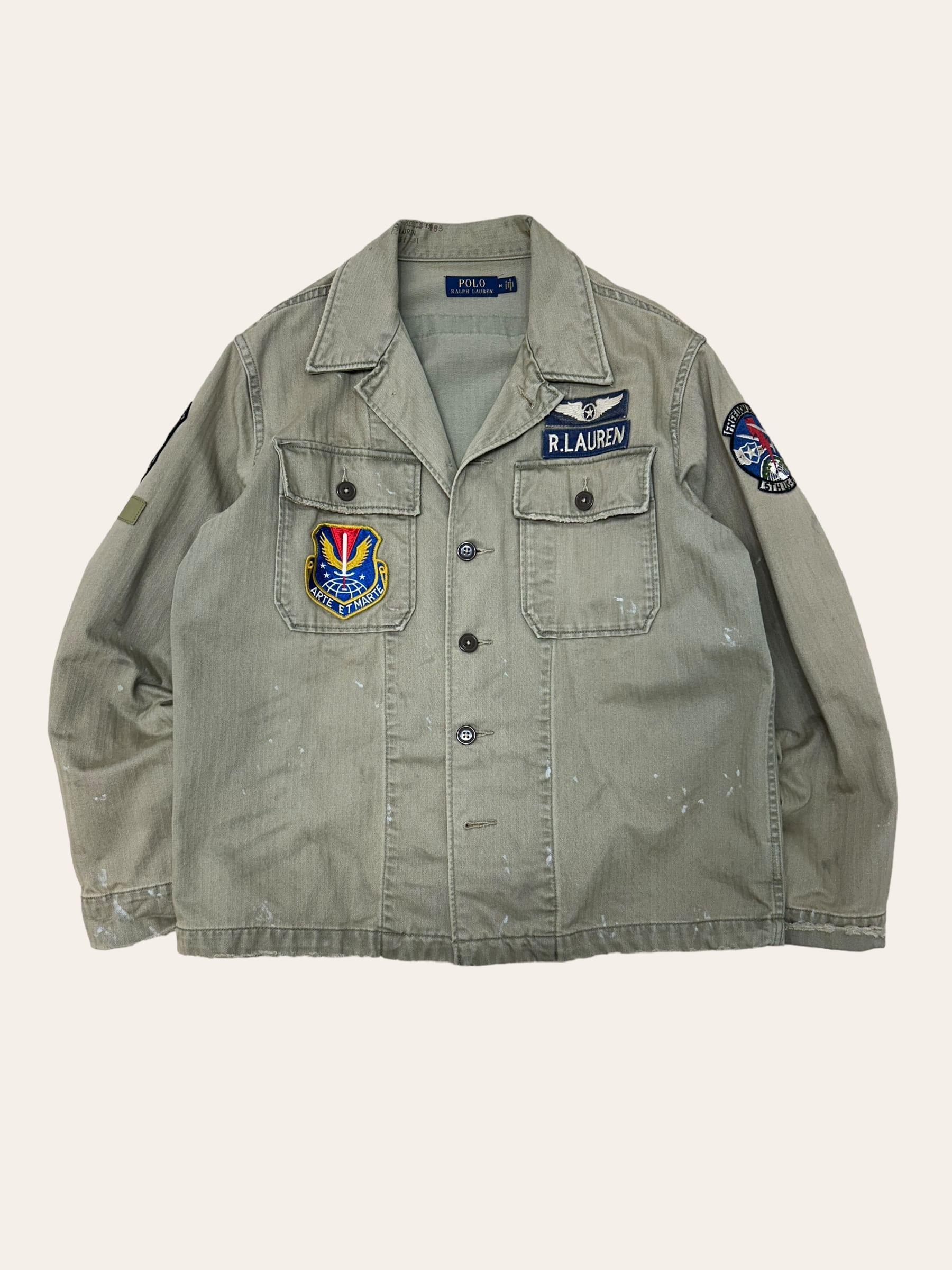 Polo ralph lauren military patched HBT shirt jacket M