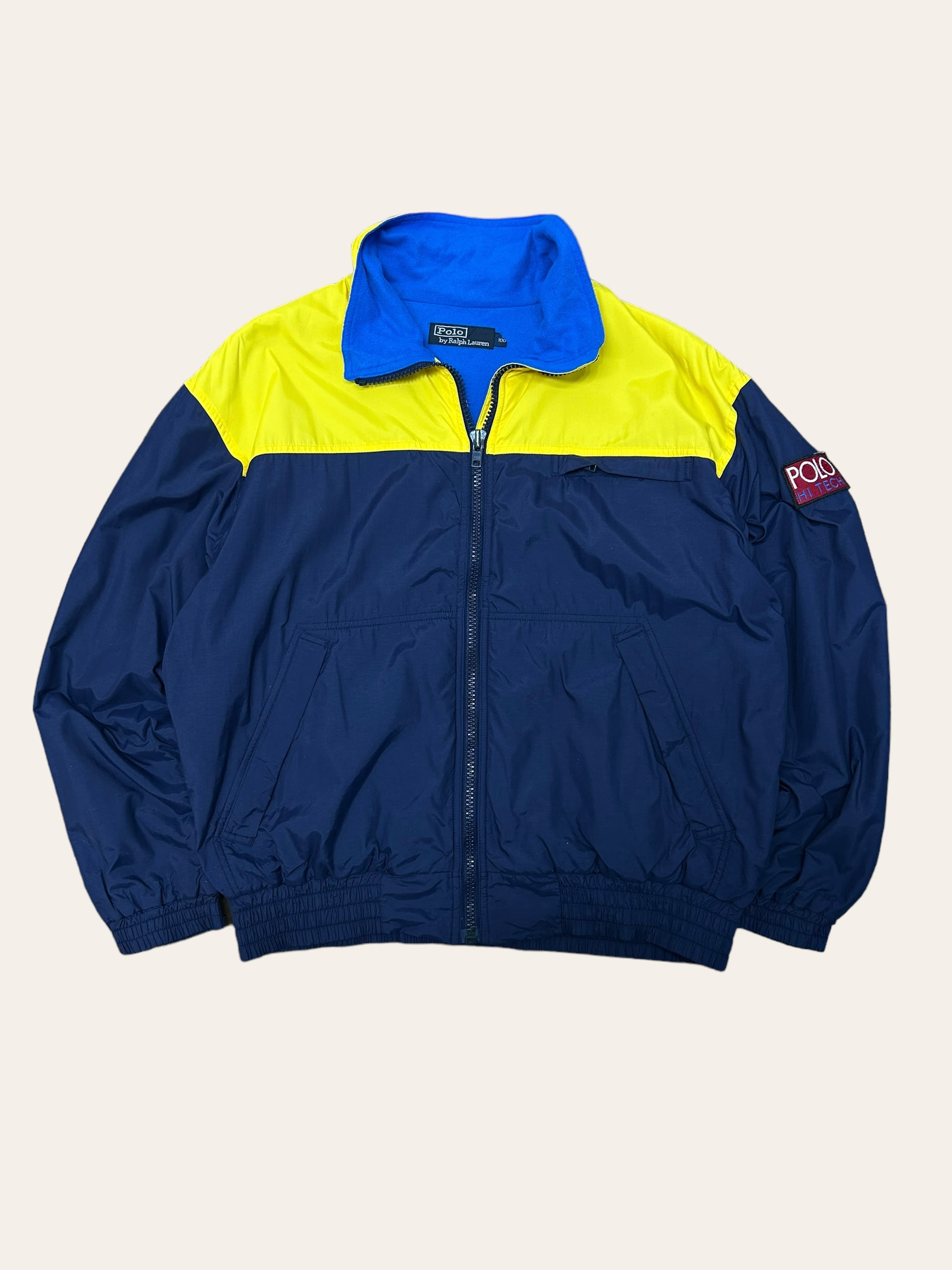 Polo ralph lauren 90&#039;s yellow/navy nylon HI-TECH windbreaker jacket 100