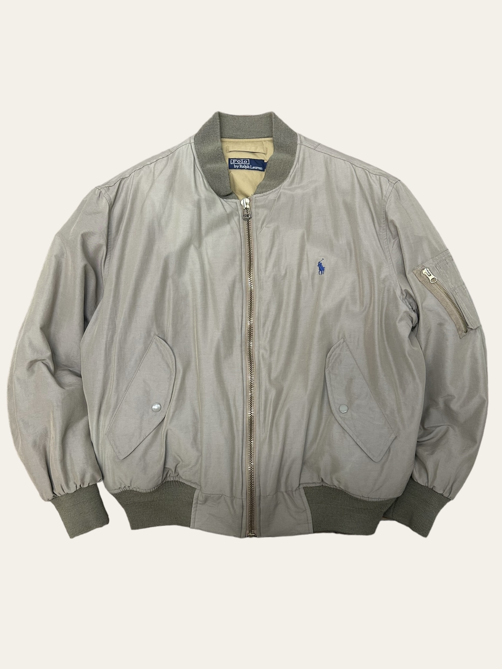 Polo ralph lauren 90&#039;s beige MA-1 bomber jacket L