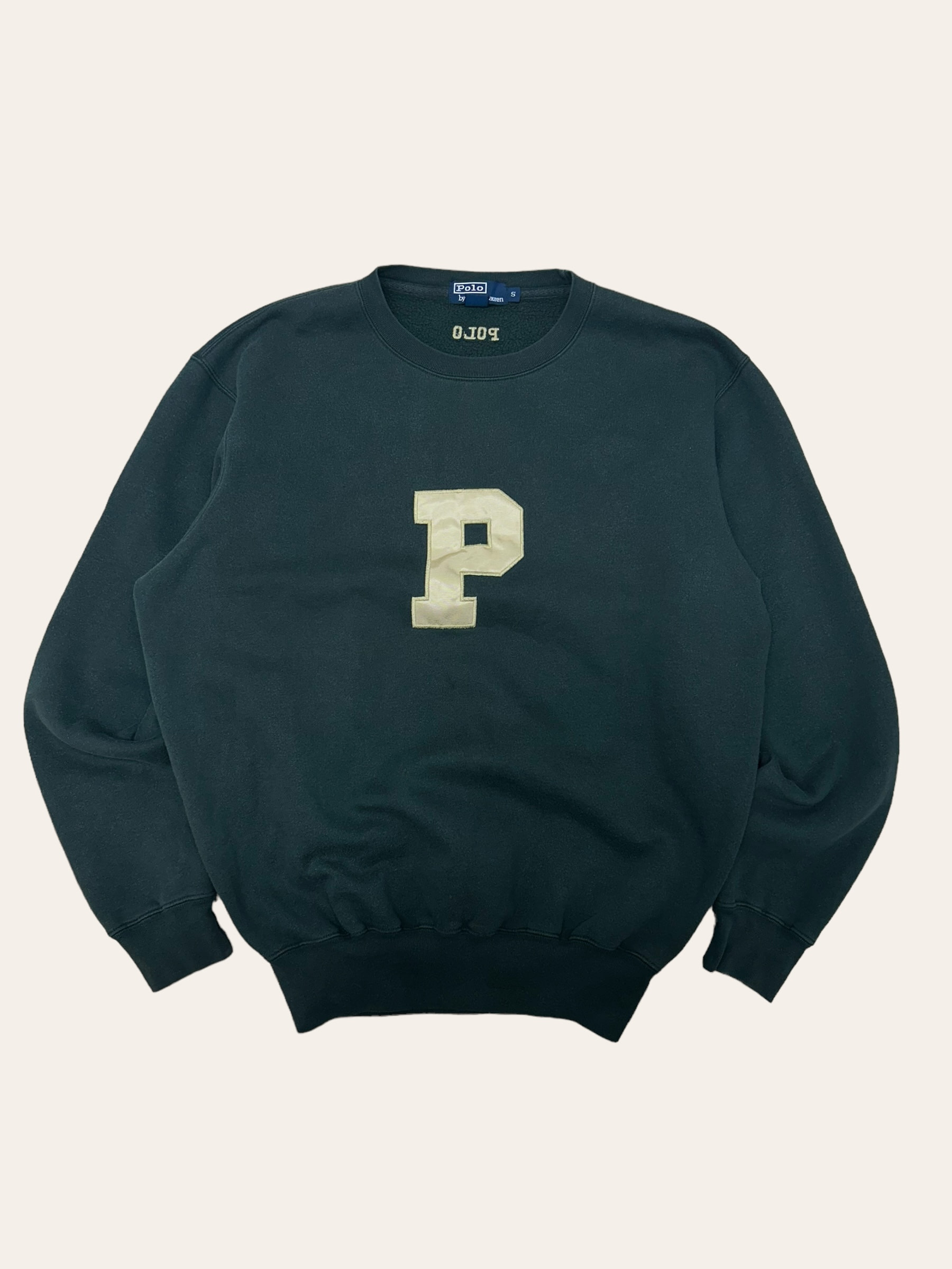 Polo ralph lauren 90&#039;s green washed P logo sweatshirt S