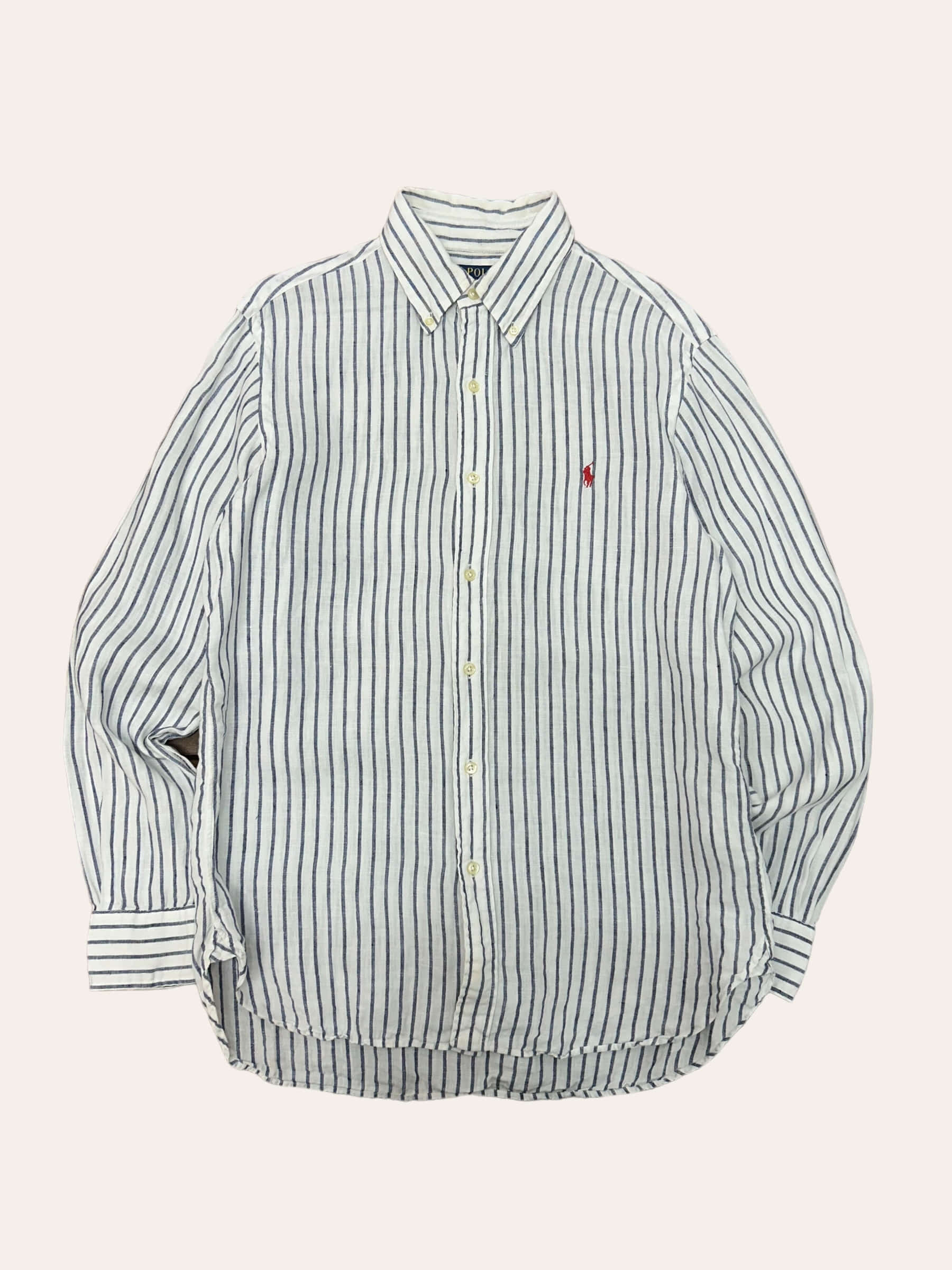 Polo ralph lauren light navy linen stripe shirt M