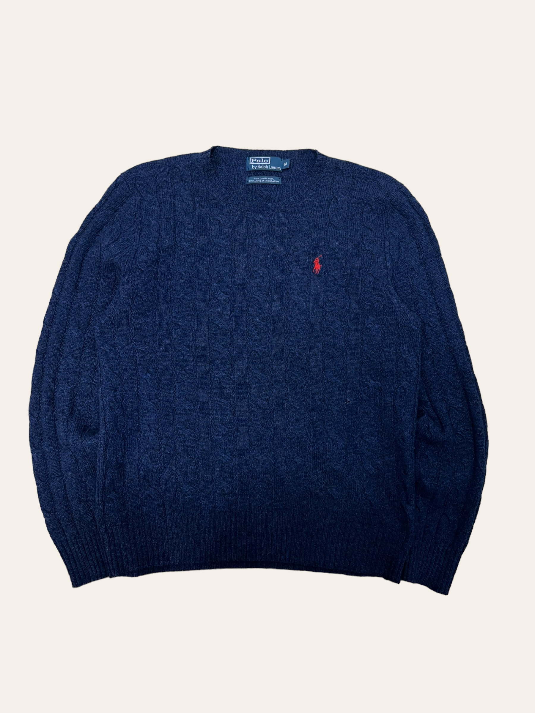 Polo ralph lauren navy lambswool cable sweater M