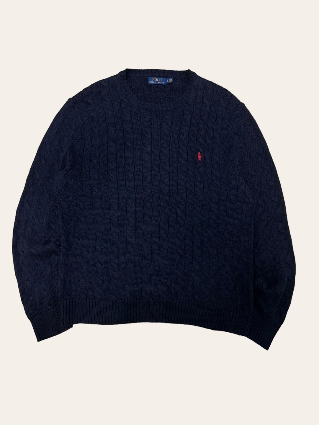 Polo ralph lauren navy cable cotton sweater XL