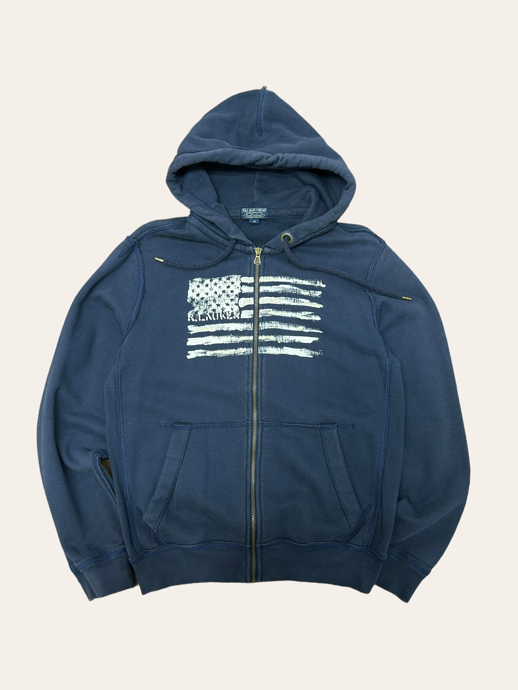 Polo jeans company navy USA flag printing hoodie jacket M