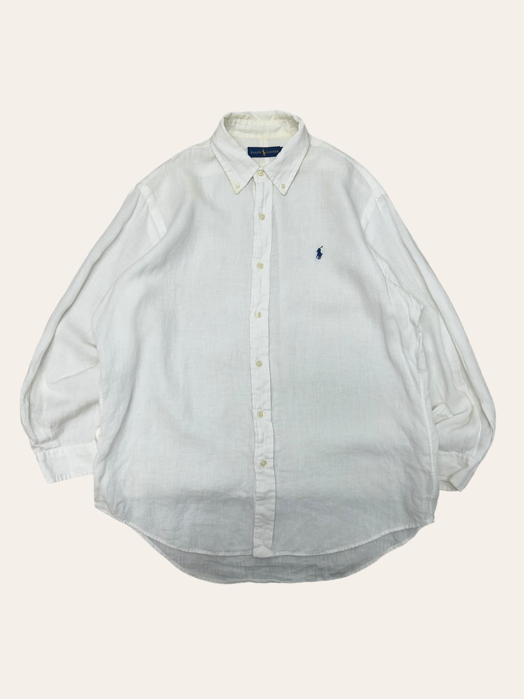 Polo ralph lauren white linen shirt L