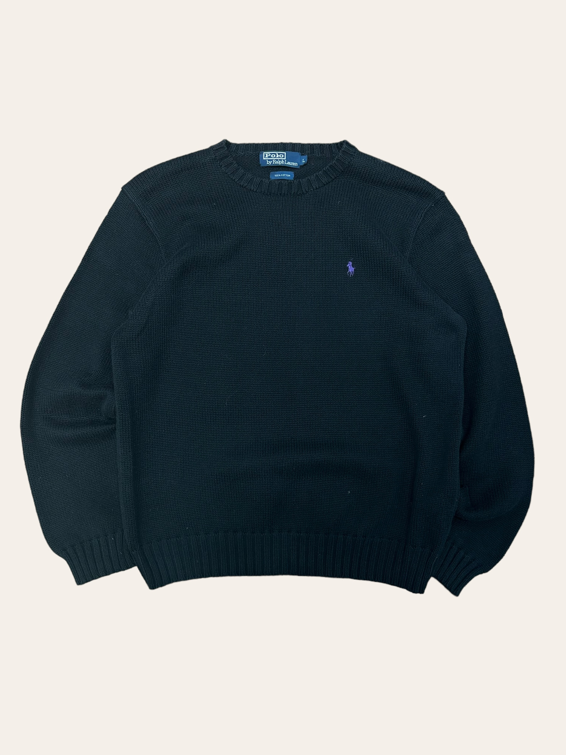 Polo ralph lauren black color cotton crewneck sweater L