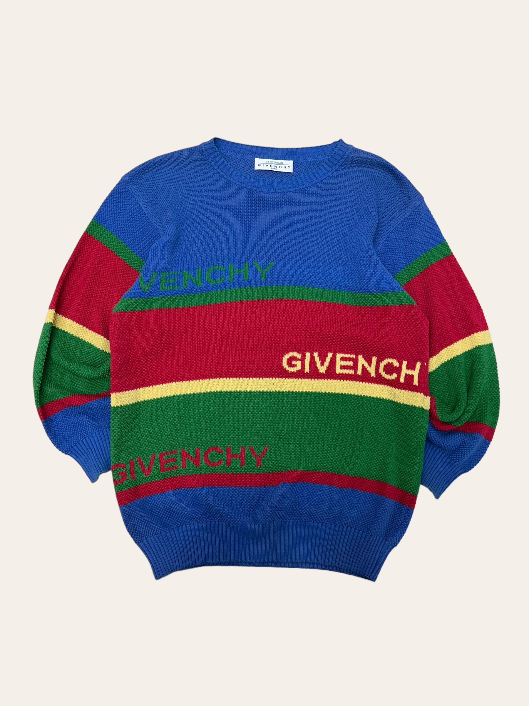 Givenchy multicolor logo waffle cotton sweater M