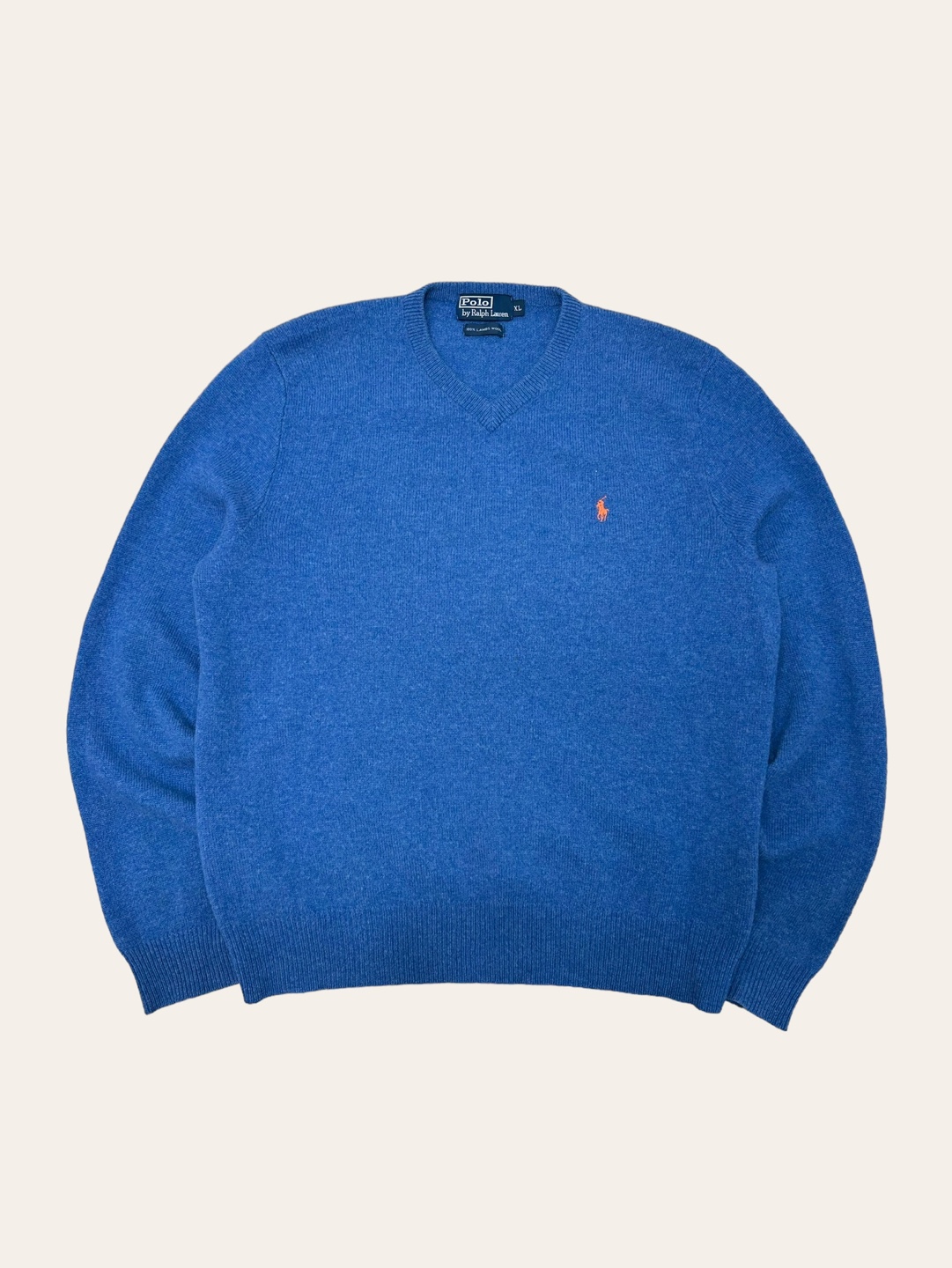 Polo ralph lauren blue lambswool v-neck sweater XL