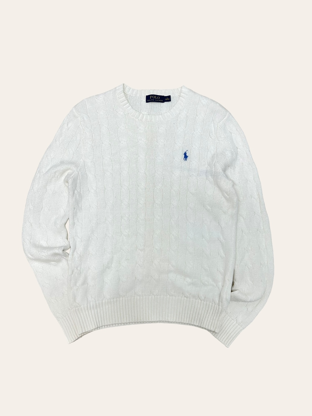 (여성용)Polo ralph lauren white cable cotton sweater S