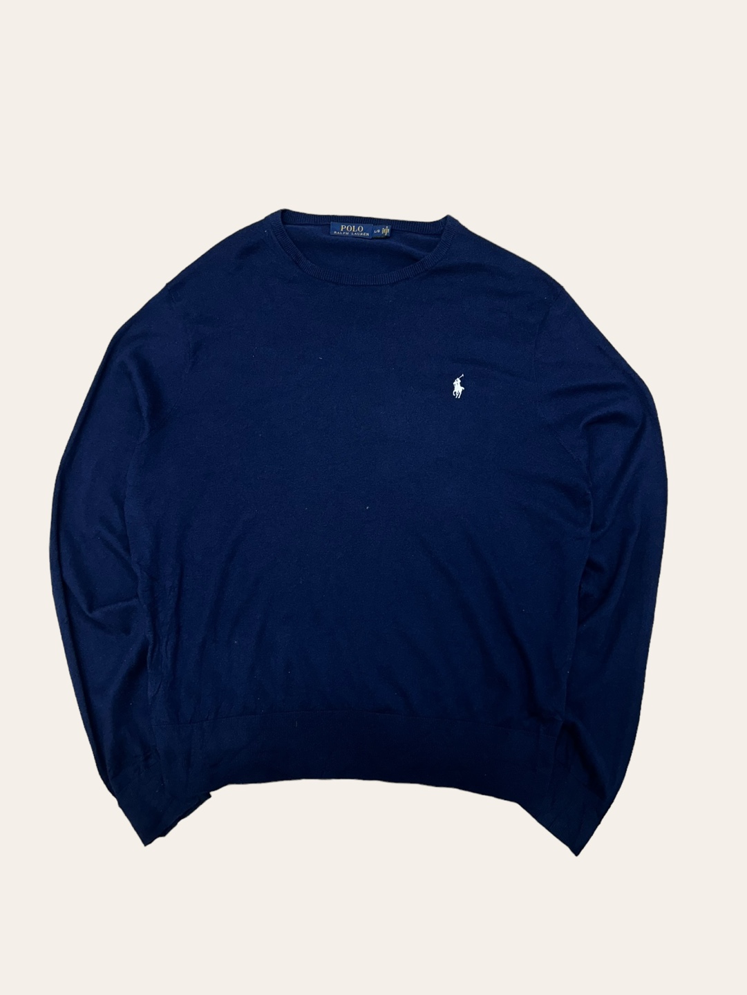 Polo ralph lauren navy cashmere blend crewneck sweater L
