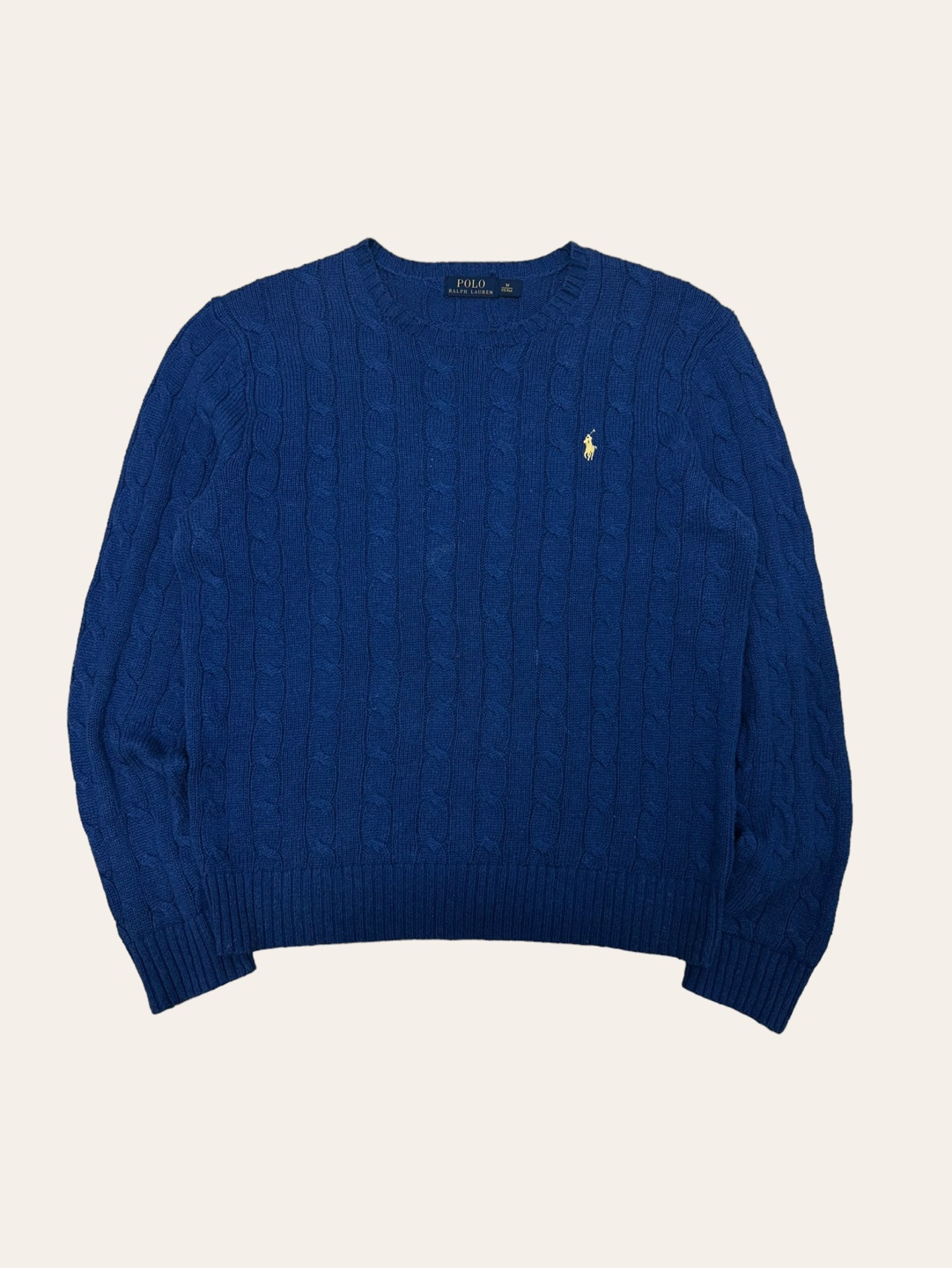 Polo ralph lauren blue cotton cable sweater M