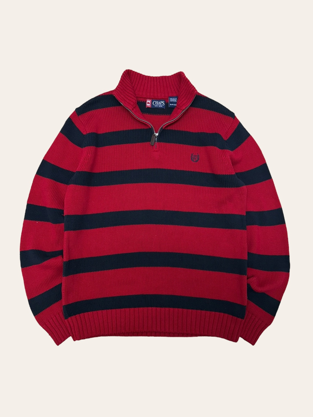 Chaps ralph lauren black/red stripe cotton pullover S