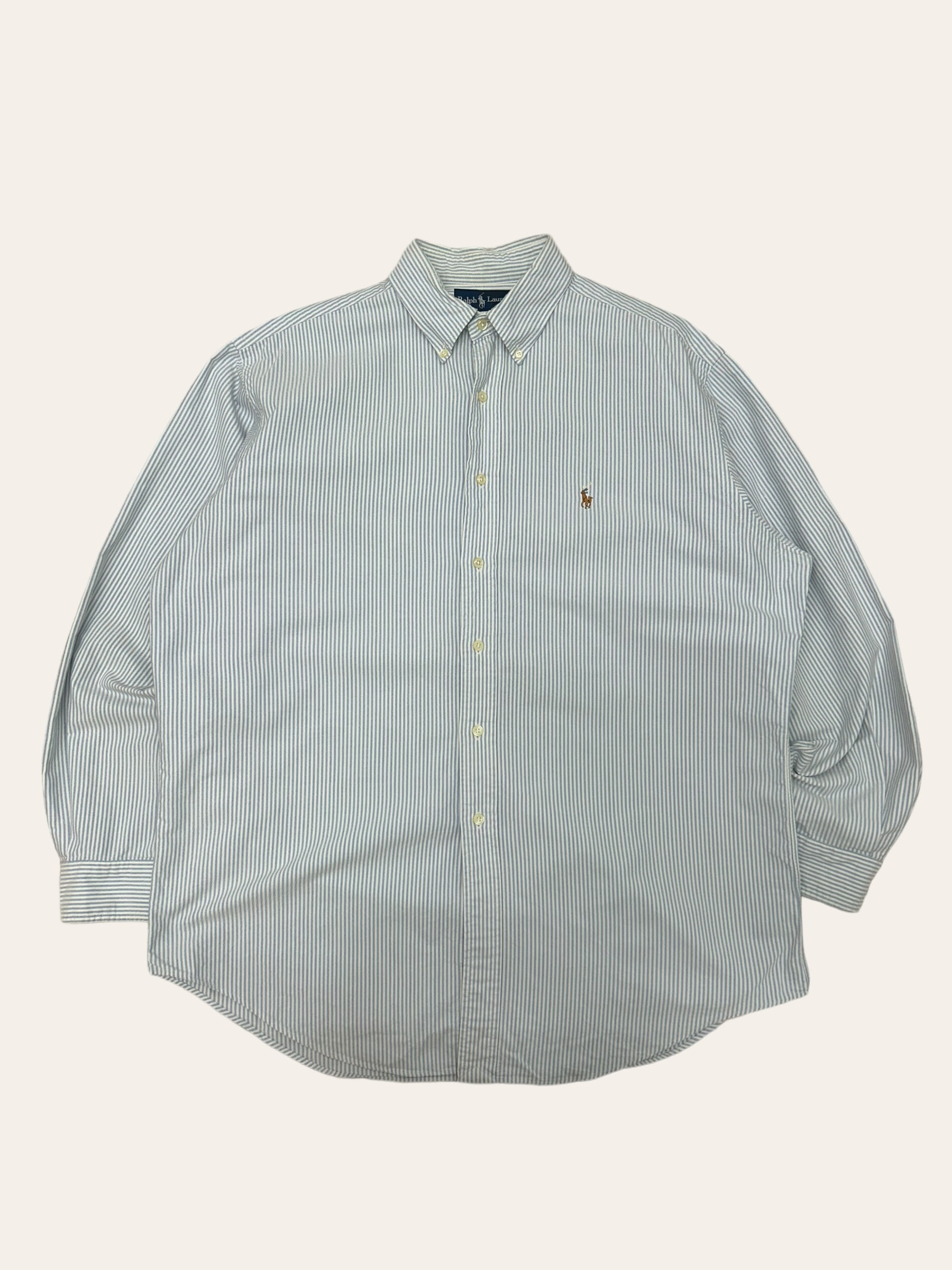 (From USA)Polo ralph lauren blue stripe oxford shirt 16.5